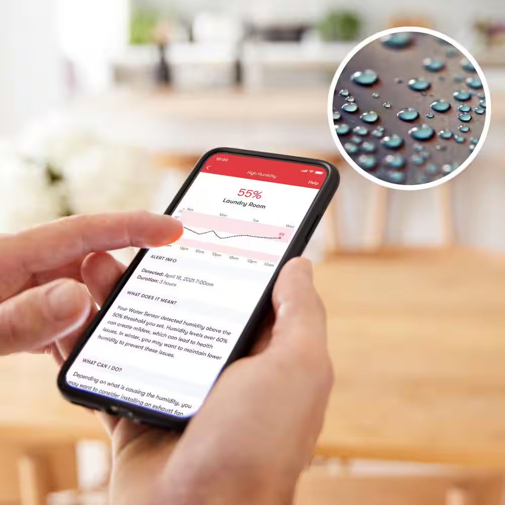 Smart Water Sensor Alarm for Leaks Temperature Humidity