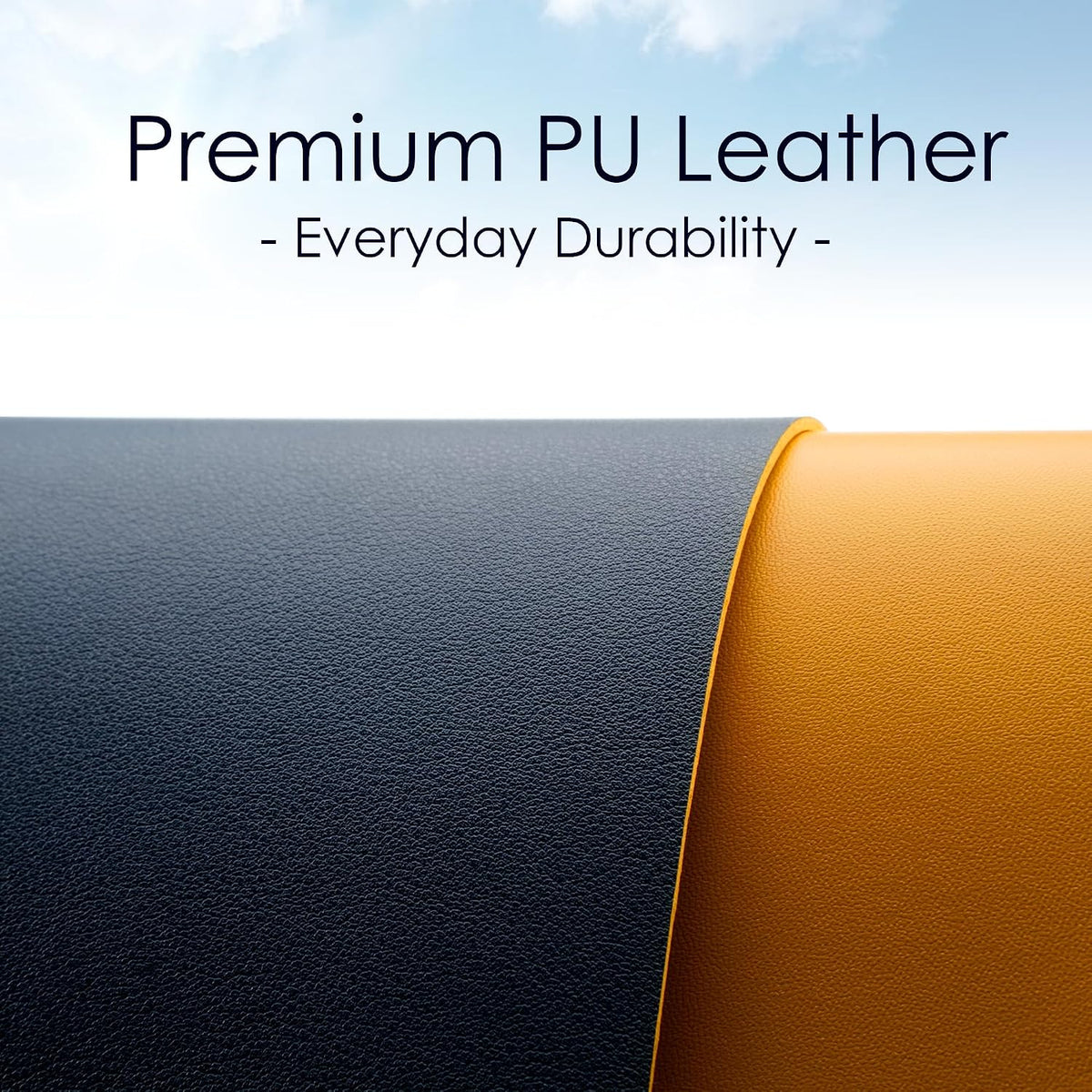Leather Desk Mat - Blue/Yellow - 23.6" X 13.7" 