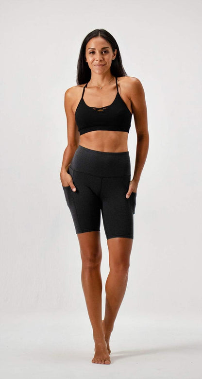 2-Pack High Waist Exercise Shorts with Side Pockets - Women's