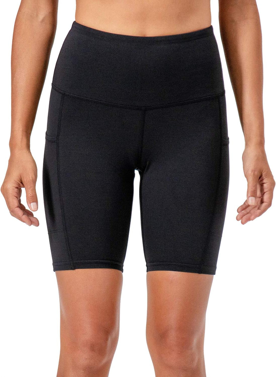2-Pack High Waist Exercise Shorts with Side Pockets - Women's