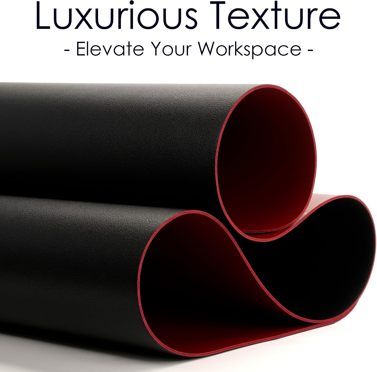 Leather Desk Mat - Black/Red - 23.6" X 13.7"