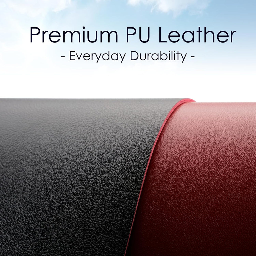 Leather Desk Mat - Black/Red - 23.6" X 13.7"