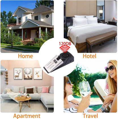 Wedge Door Stop Alarm with 120 Db Siren – Security Door Stopper with Adjustable Sensitivity for Home, Travel, Office, Dorm - 4 Pcs
