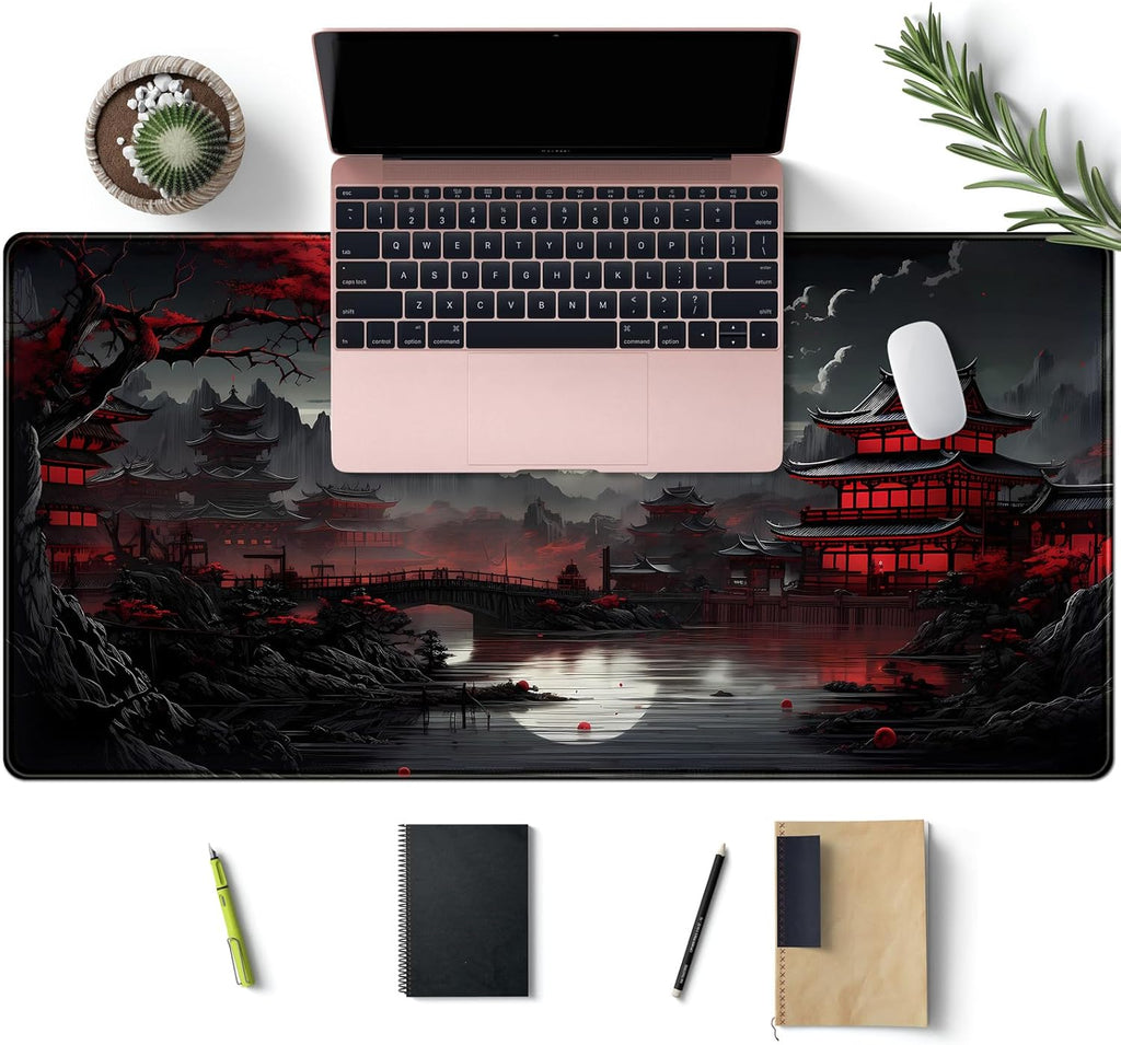 Japanese Riverside Moon Desk Mat - 31.5 X 15.7 