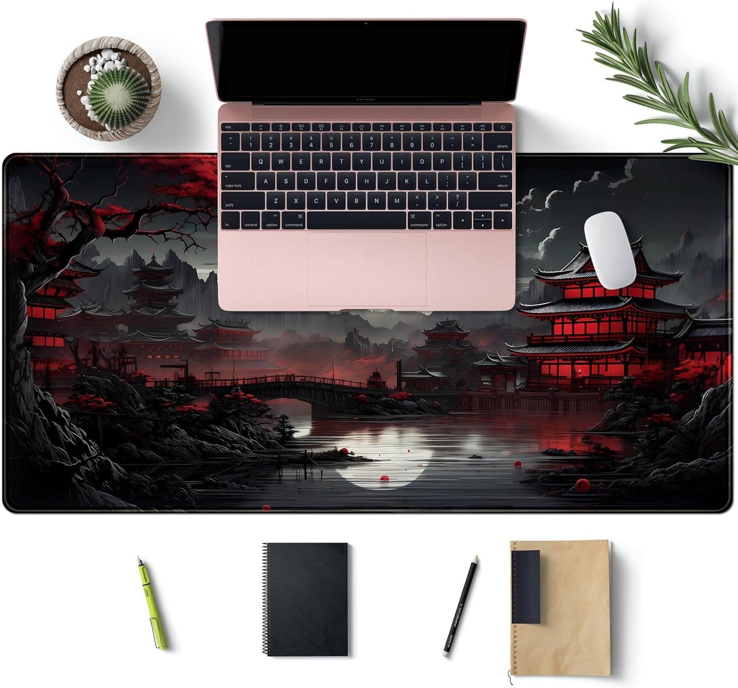 Japanese Riverside Moon Desk Mat - 31.5 X 15.7 