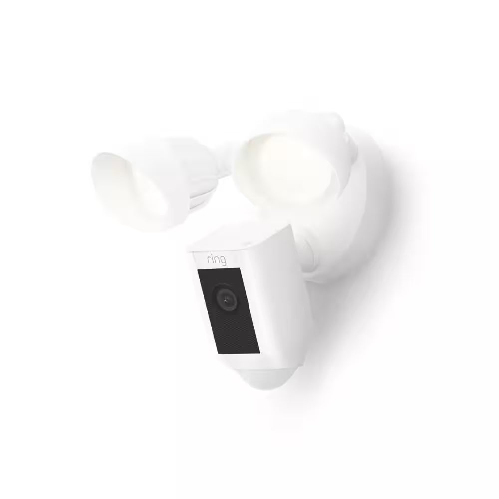 Floodlight Cam Plus - Wired Outdoor Smart Security Camera with 2-LED Lights, 2-Way Talk, Color Night Vision, White