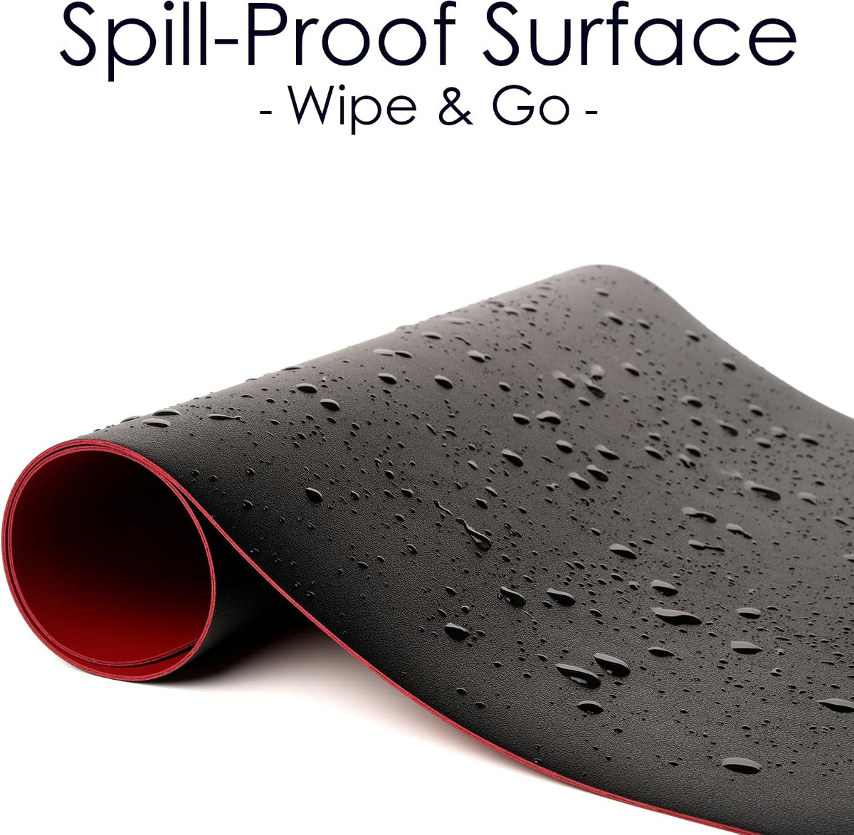 Leather Desk Mat - Black/Red - 23.6" X 13.7"