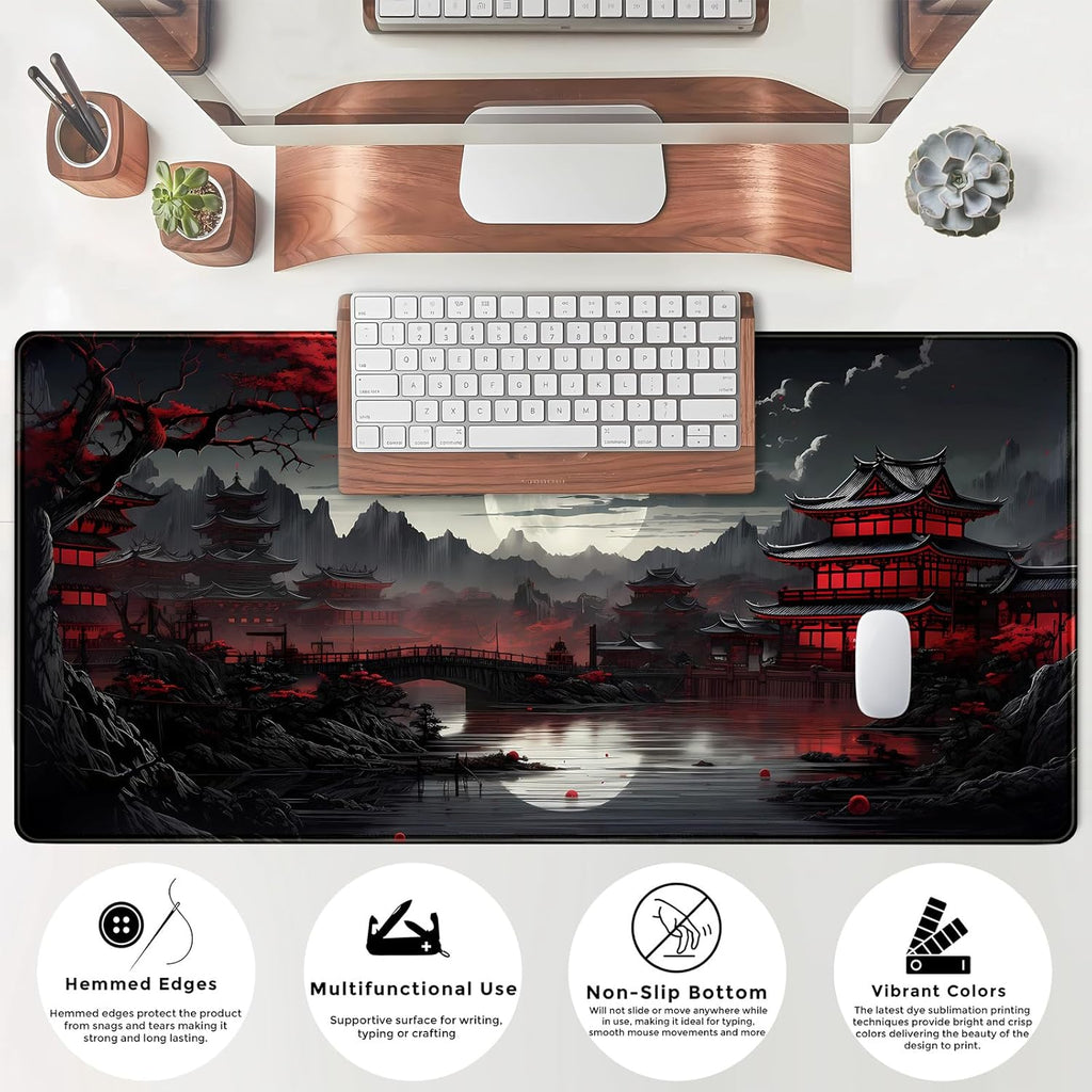 Japanese Riverside Moon Desk Mat - 31.5 X 15.7 