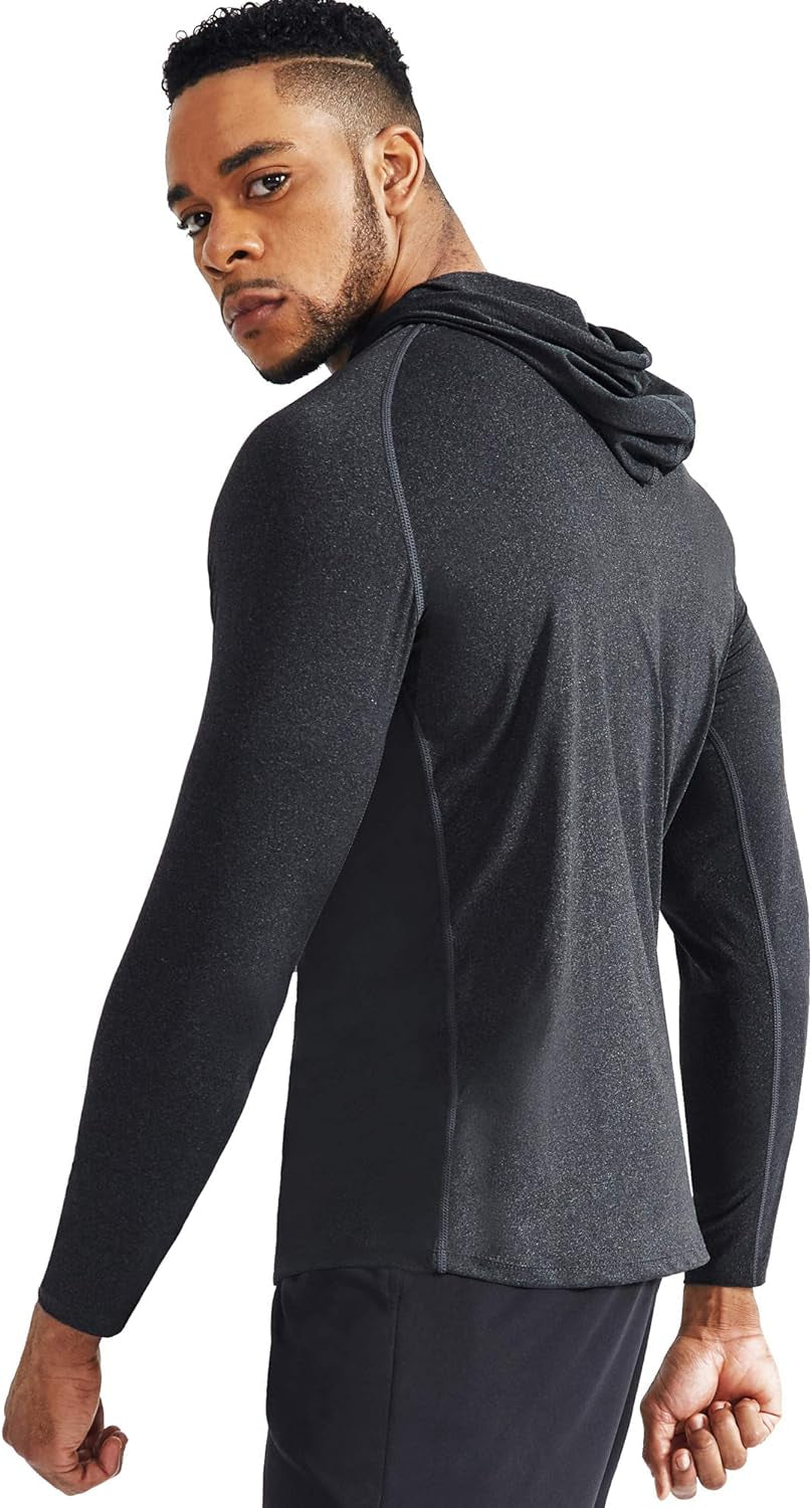 Dry Fit Athletic Long Sleeve Shirts with Hoods - Men's 