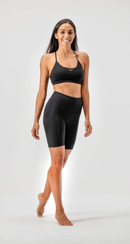 2-Pack High Waist Exercise Shorts with Side Pockets - Women's