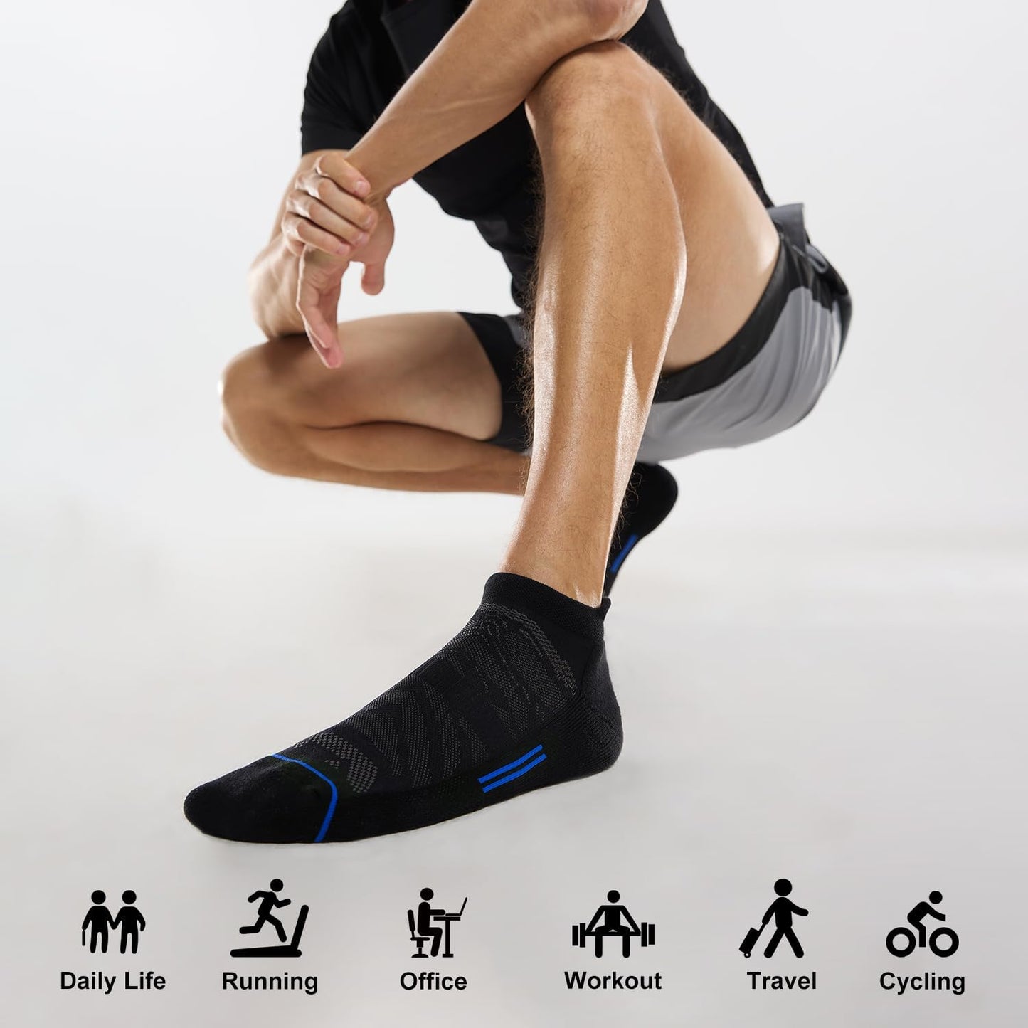 6 Pack Low Cut Cushioned Athletic Socks - Men's 