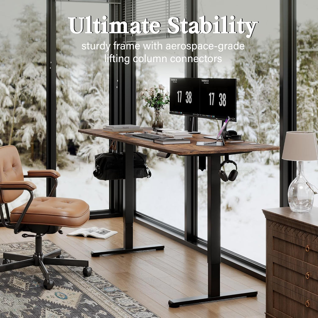 Large Electric Standing Desk - Rustic Brown - 71“ X 31.5“ 