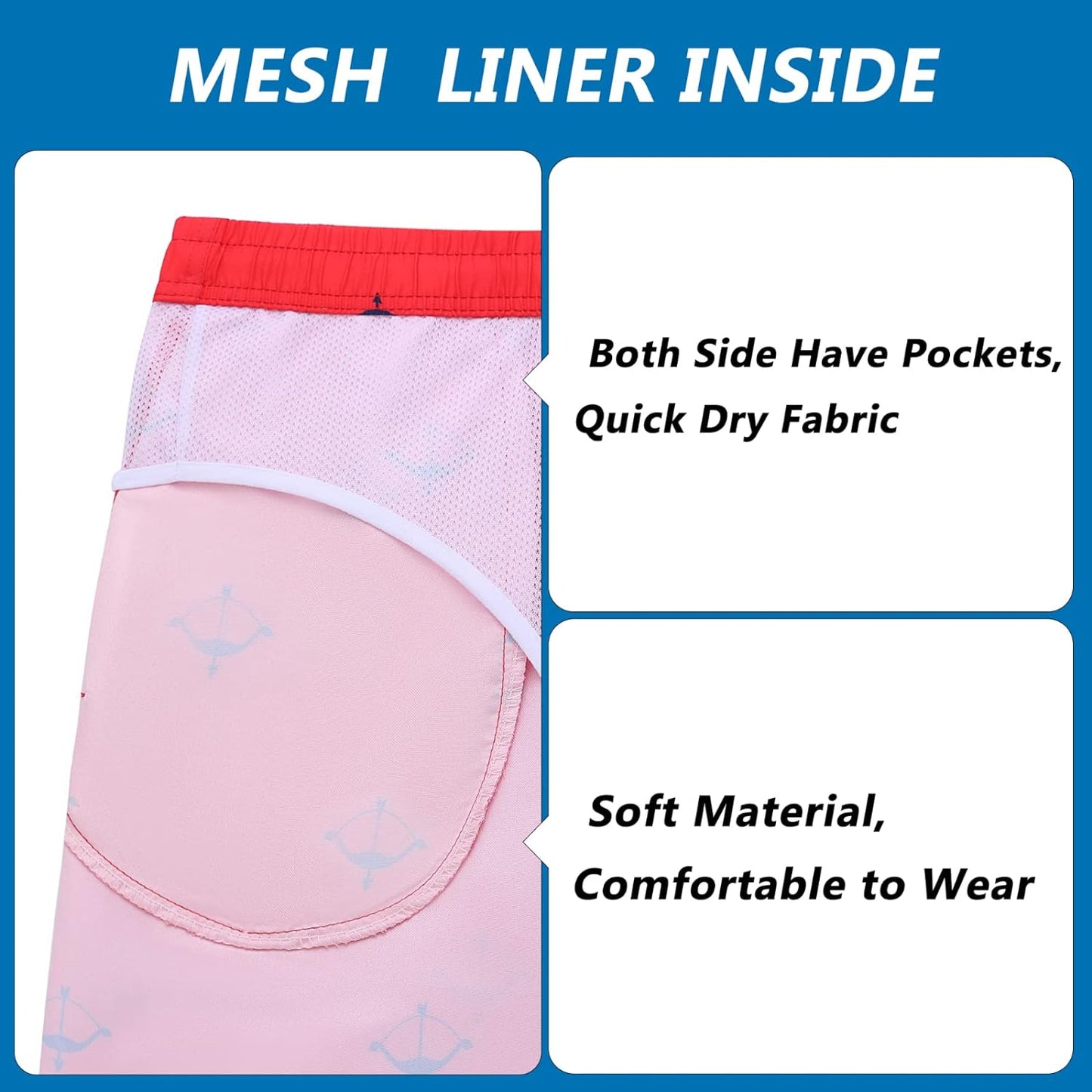Quick Dry Swim Shorts with Mesh Lining - Men's