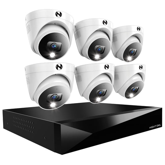 Night Owl 2-Way Audio 12-CH DVR Security System, 1TB 6 Wired 2K Cameras