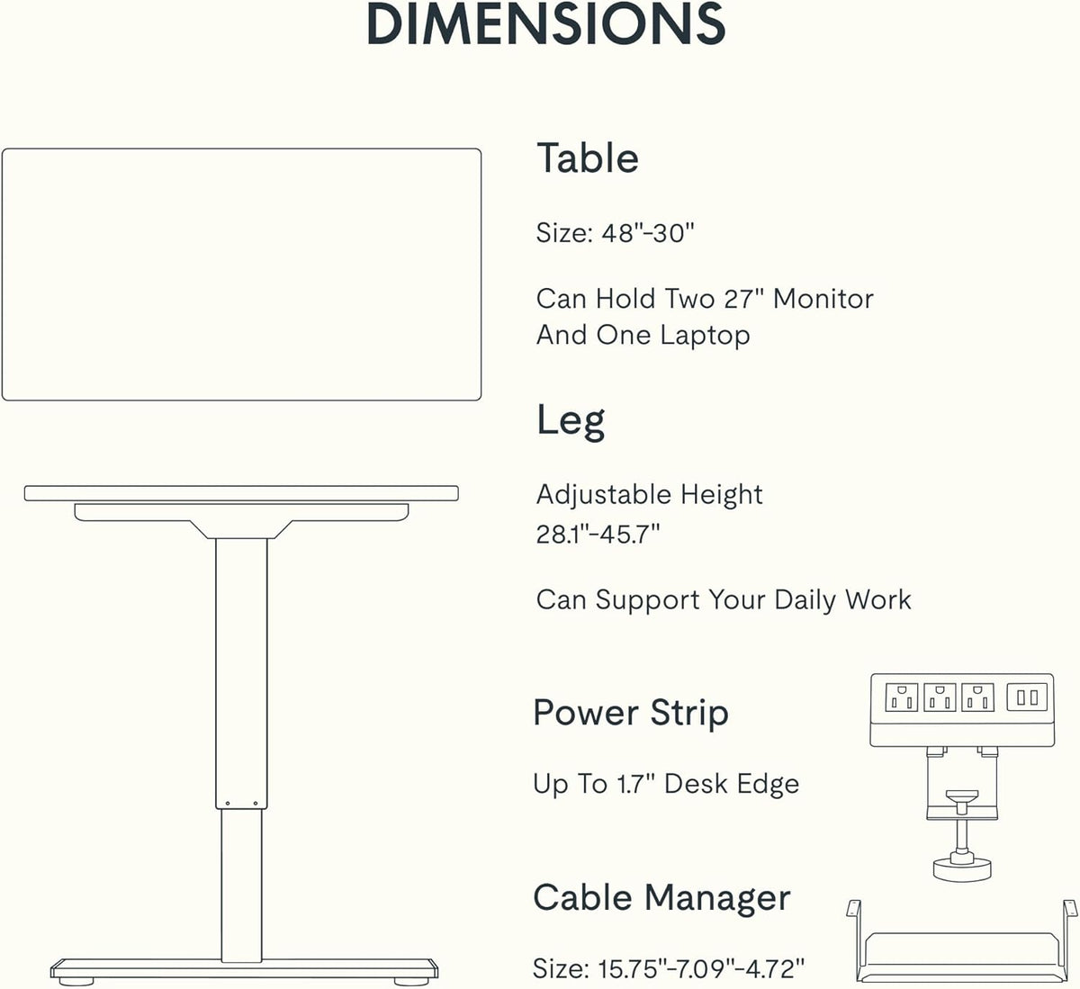 FLEXISPOT EN2 48" X 30" Standing Desk with Power Strip Bundle - Mahogany