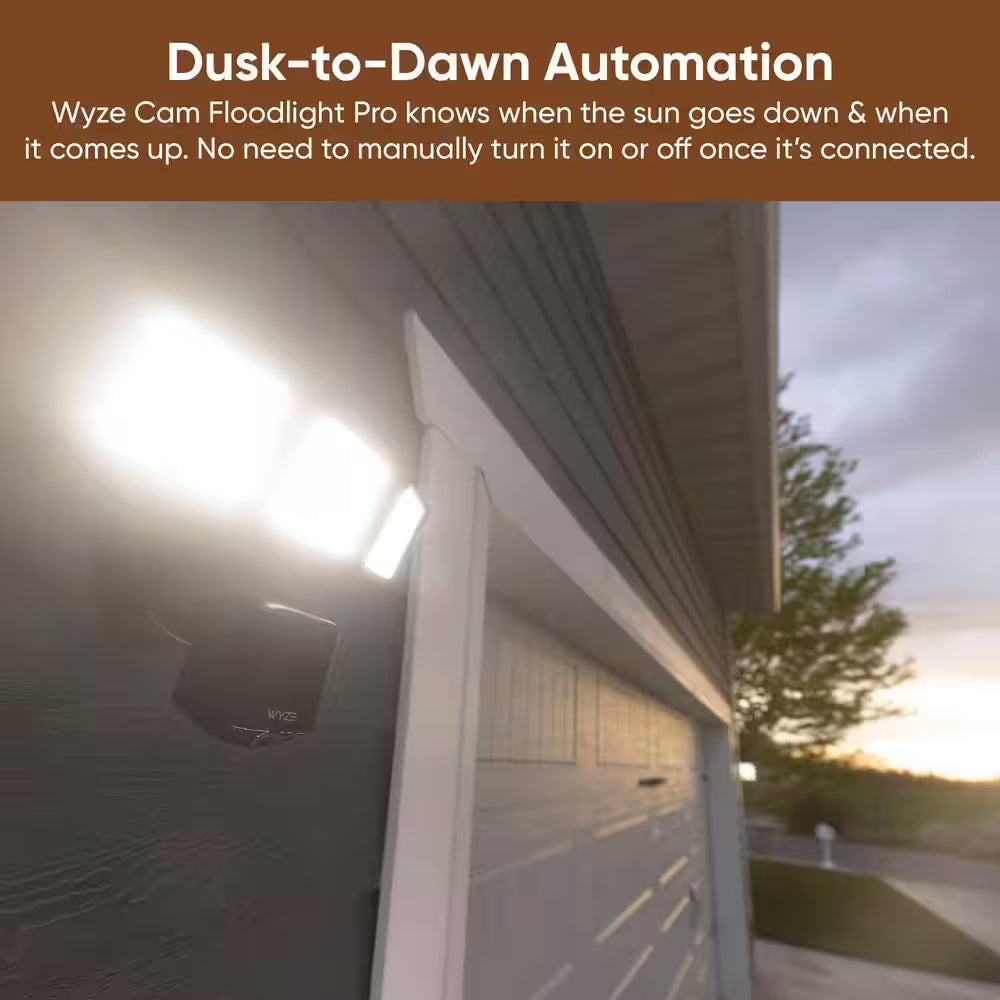 Wired Outdoor Wi-Fi Floodlight Pro Home Security Camera with 2K Resolution, App and Voice Control, Black