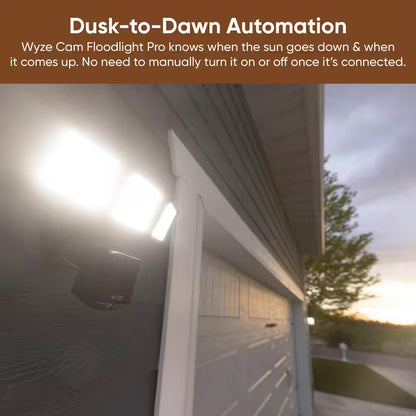 Wired Outdoor Wi-Fi Floodlight Pro Home Security Camera with 2K Resolution, App and Voice Control, Black