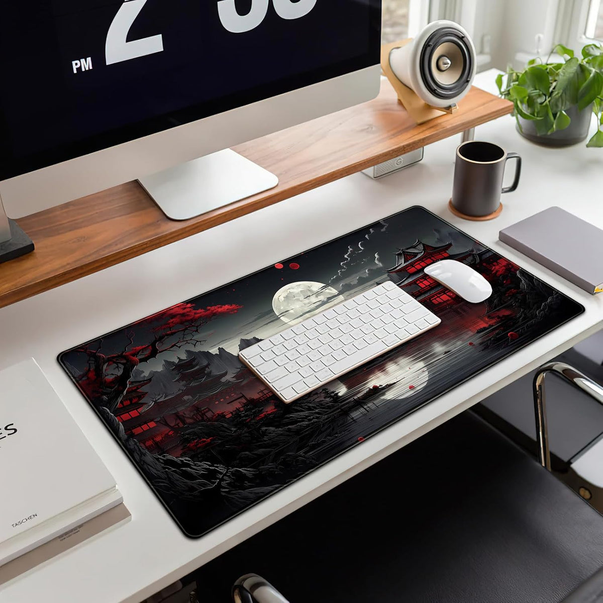 Japanese Riverside Moon Desk Mat - 31.5 X 15.7 