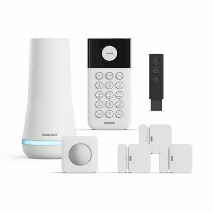 Smart Home Security System (7 Pc.) with Base Station, Siren, Keypad, Motion Sensor, 3 Entry Sensors, and Key Fob