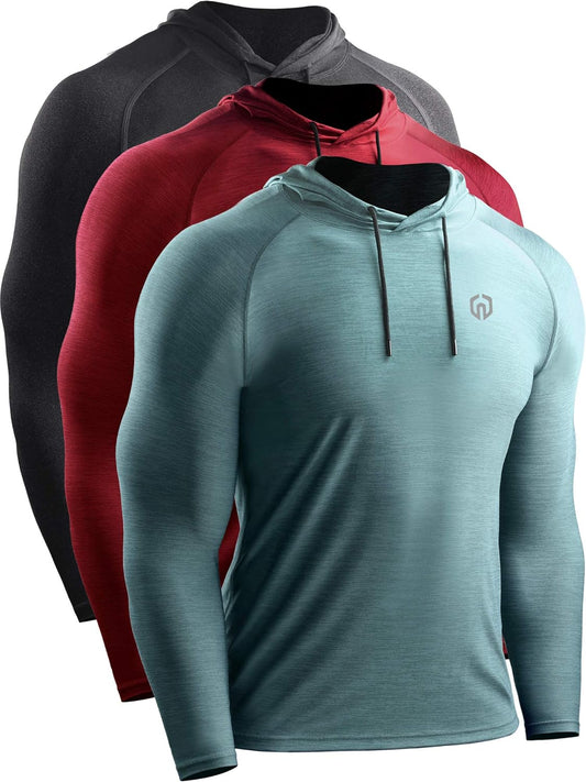 Dry Fit Athletic Long Sleeve Shirts with Hoods - Men's 
