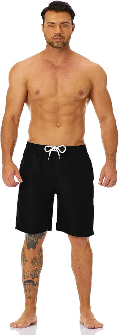 9 Inch Inseam Quick Dry Swim Shorts with Mesh Lining - Men's 