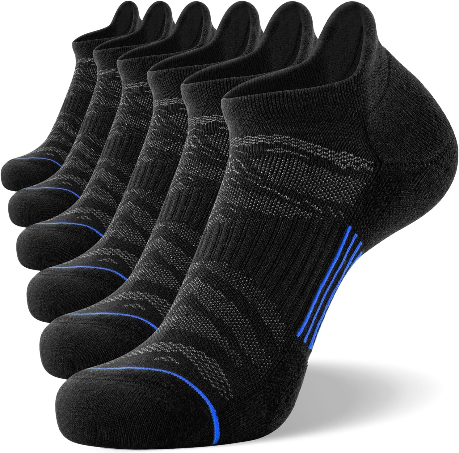 6 Pack Low Cut Cushioned Athletic Socks - Men's 