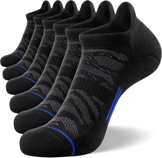 6 Pack Low Cut Cushioned Athletic Socks - Men's 