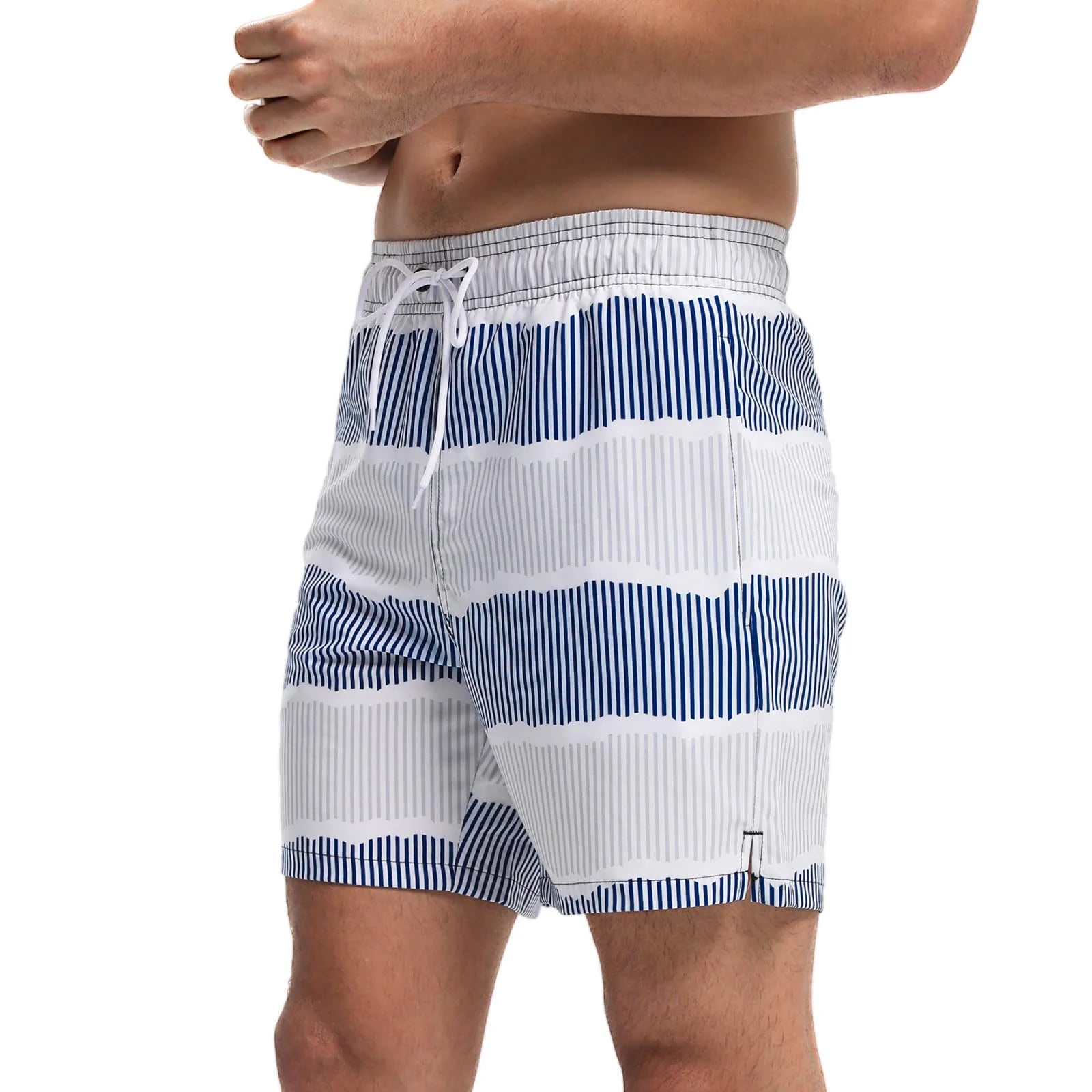 Quick-Dry Swimming Shorts with Compression Liner and Pockets w/ Zippers - Men's 