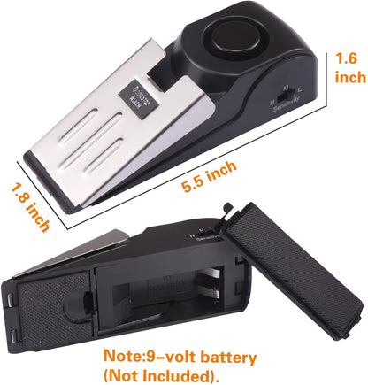Wedge Door Stop Alarm with 120 Db Siren – Security Door Stopper with Adjustable Sensitivity for Home, Travel, Office, Dorm - 4 Pcs
