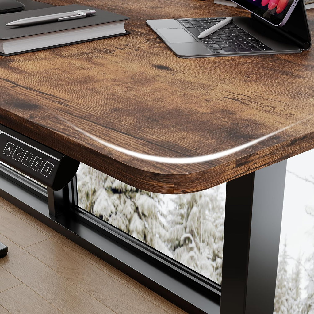 Large Electric Standing Desk - Rustic Brown - 71“ X 31.5“ 