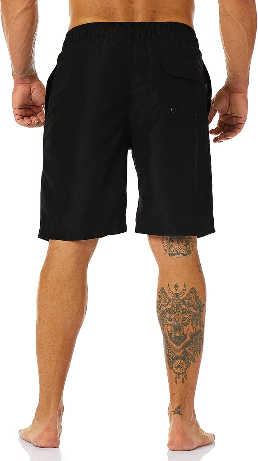 9 Inch Inseam Quick Dry Swim Shorts with Mesh Lining - Men's 