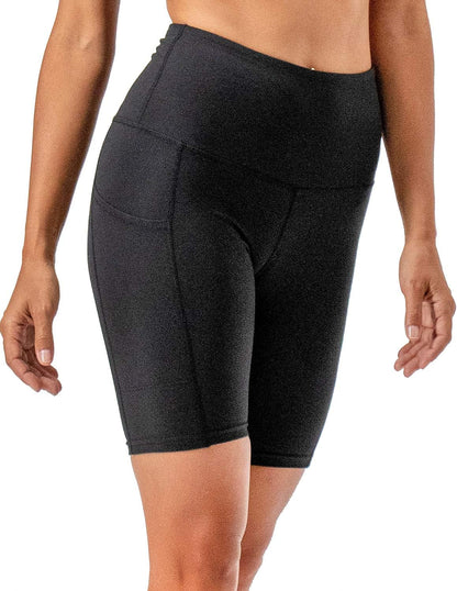 2-Pack High Waist Exercise Shorts with Side Pockets - Women's