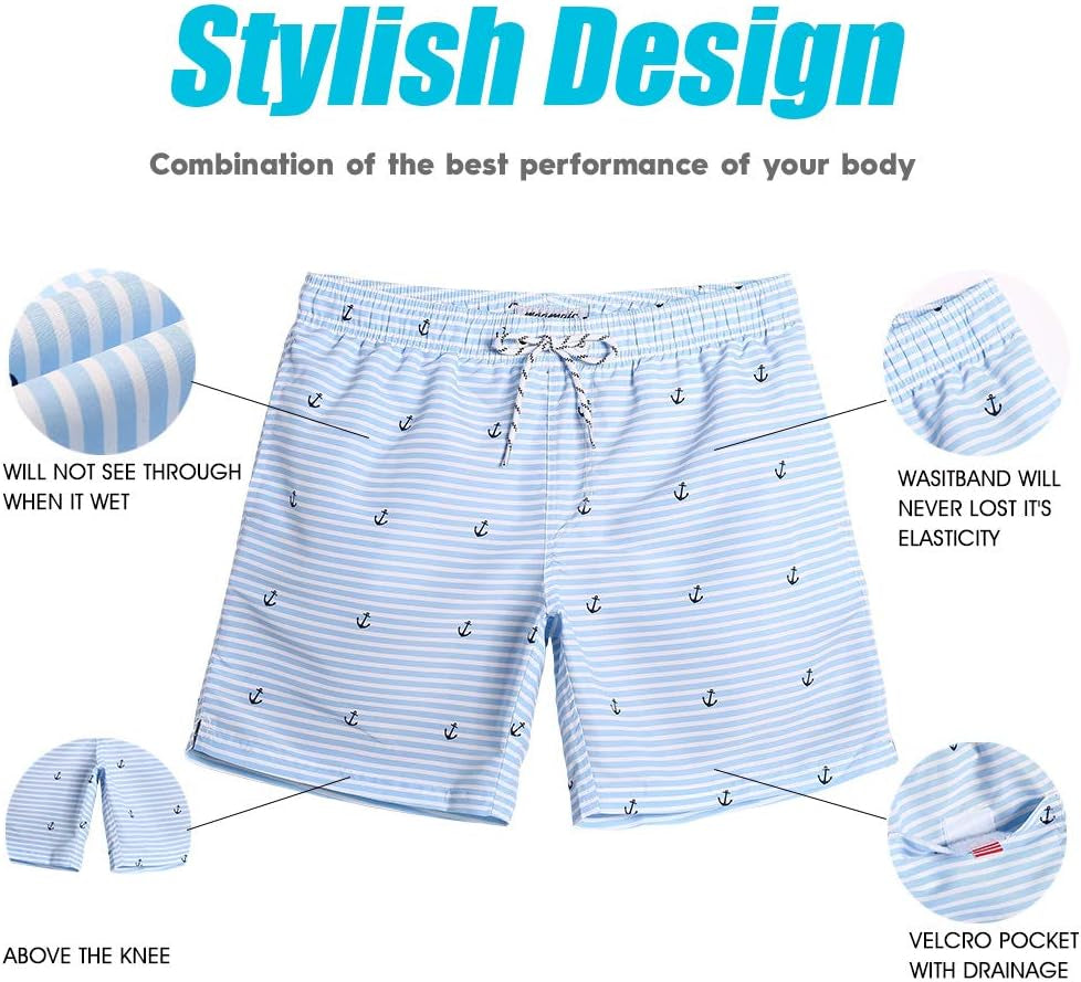 7 Inch Quick Dry Swim Shorts with Mesh Lining - Men's 
