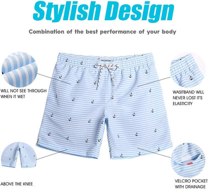 7 Inch Quick Dry Swim Shorts with Mesh Lining - Men's 